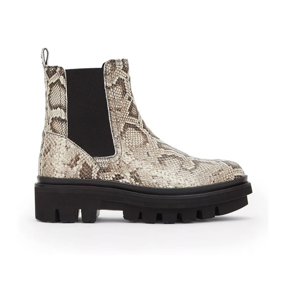 AllSaints Bea Leather Snake Chelsea Boot in Taupe/Grey Size 8 - Picture 2 of 9